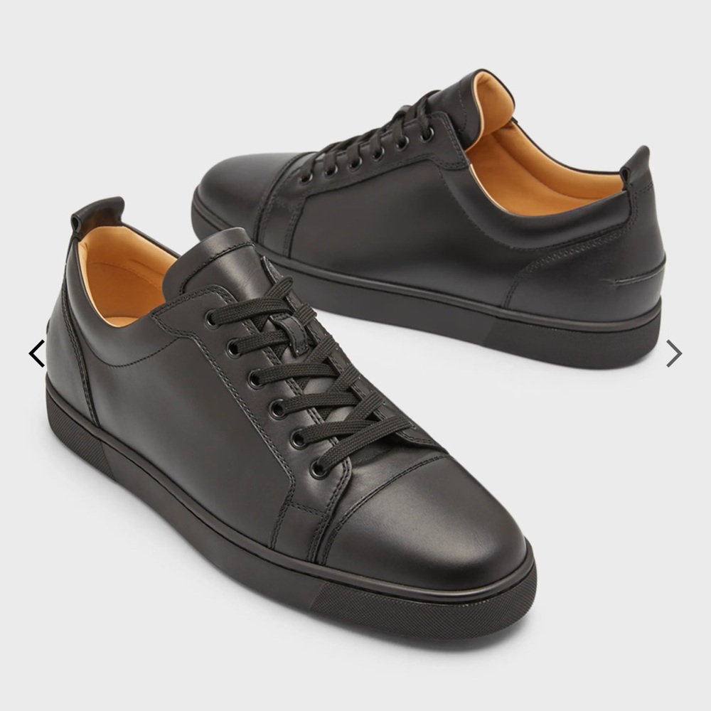 Men's Christian Louboutin Louis Junior Leather Red Sole Sneakers.